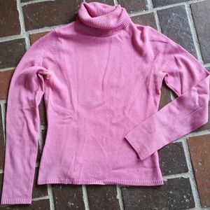 Ann Taylor Pink Cashmere Turtleneck Sweater